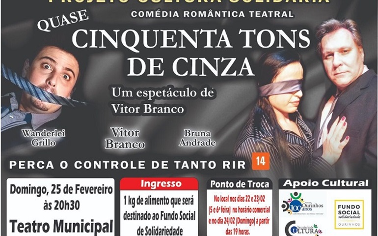 Teatro Municipal recebe a peça “Quase Cinquenta Tons de Cinza” 