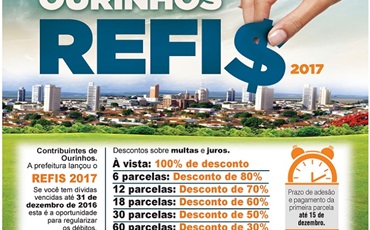 Prefeitura de Ourinhos lança Refis com descontos de até 100% nos juros e multas 